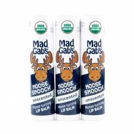 Mad Gab's Moose Smooch Unscented Lip Balm 3pk | Moisturizing and Certified Organic Lip Care | Made with Organic Olive Oil and Beeswax