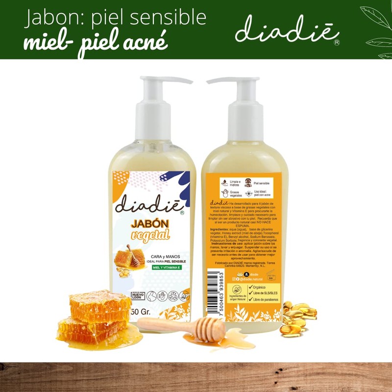 DIADIÉ Jabon para piel sensible, cara, manos. 2pack. Limpia e