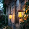 Otdair Solar Wall Lantern Outdoor, Flickering Flames Solar Sconce Lights