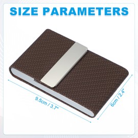 PATIKIL Business Card Holder, Metal PU Leather Slim Name Card Holder Case Pocket with Magnetic Shut for Office Credit, Woven Texture/Dark Brown