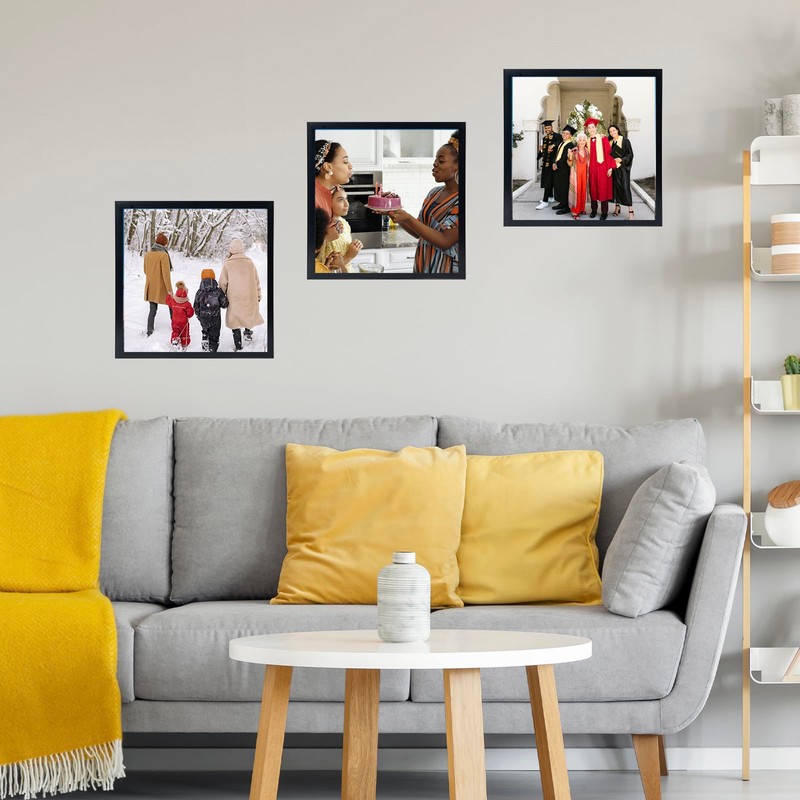 8x8 Picture Frame Set of 4 Black for Wall Hanging