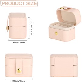 Mini Jewelry Ring Box with 4 Ring Grooves, 1Pc Mini Travel Jewelry Case Portable Ring Storage Case, Small Ring Jewellery Box with 4 Ring Grooves, Pink