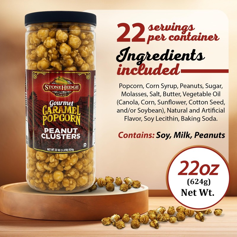 Stonehedge Farms Gourmet Peanut Caramel Popcorn Clusters | 20 oz