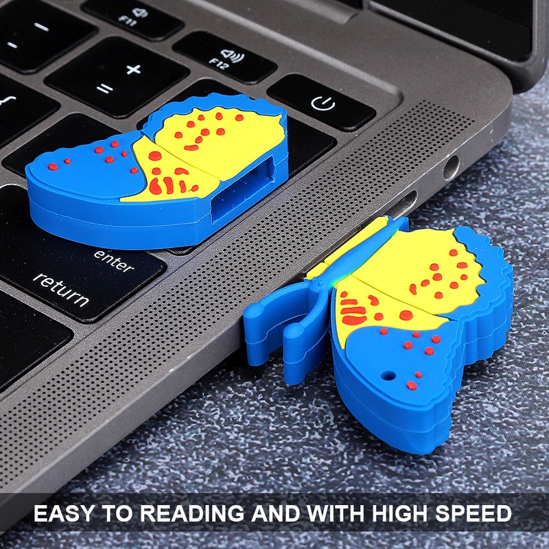 Cartoon U Disk PVC Small USB Butterfly Pattern Flash Pen