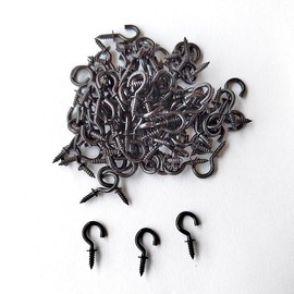 Pengchengwanli Spiral Ceiling Hook, Stainless steel1/2-inch Cup Hook, Screwed into Lightweight Hook, Christmas Light Ceiling, Outdoor and Indoor Suspension (1/2in Black 100pcs), Silver