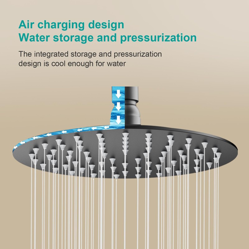 6 Inch Round Rain Shower head, High Flow Stainless Steel