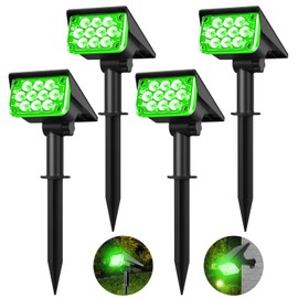 T-SUNUS Solar Lights Outdoor Green 20 LEDs Solar Spot Lights Solar Landscape Lights 2 in 1 Solar Powered Garden Light for Yard Porch Patio 4 Pack