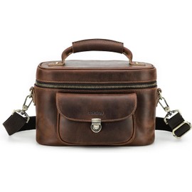 CONTACT'S Bolso cámara hombre de cuero Crazy Horse bandolera vintage