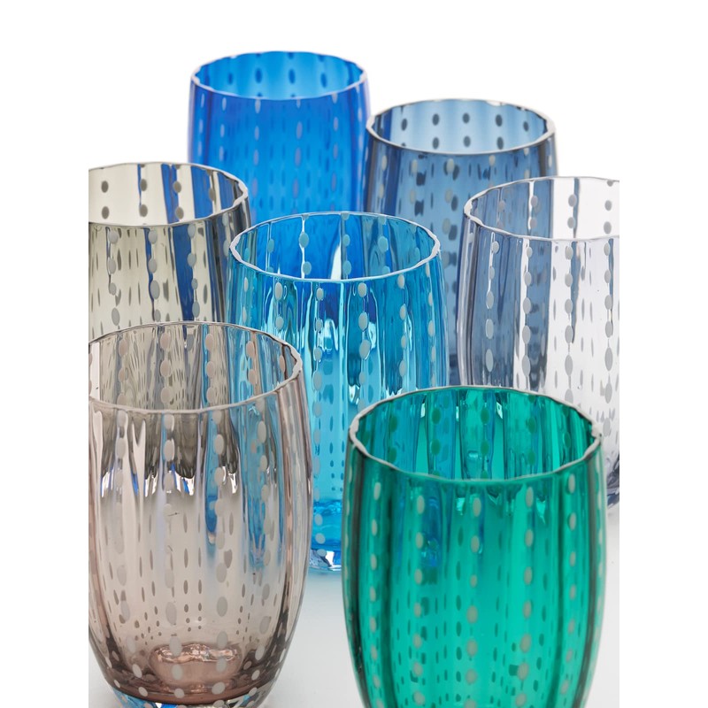 Zafferano Perle Beverage Glass Black (Set of 2) 16 Fl