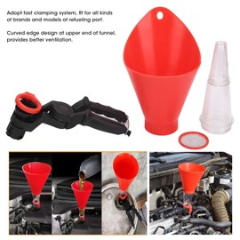 Engine Oil Funnel with Adjustable Fixed Bracket Drip- Filling Spout Pour Tool Kit,Adjustable Clamping Width Plastic Funnel, Adjustable Non-Leak Oil Add Funnel