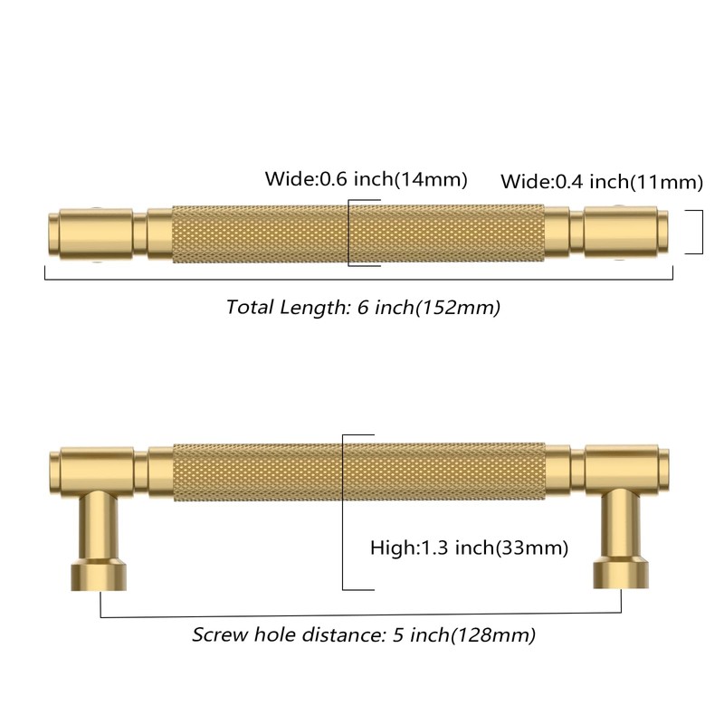 Asidrama 10 Pack 5 Inch(128mm) Champagne Bronze Cabinet Pulls Knurled