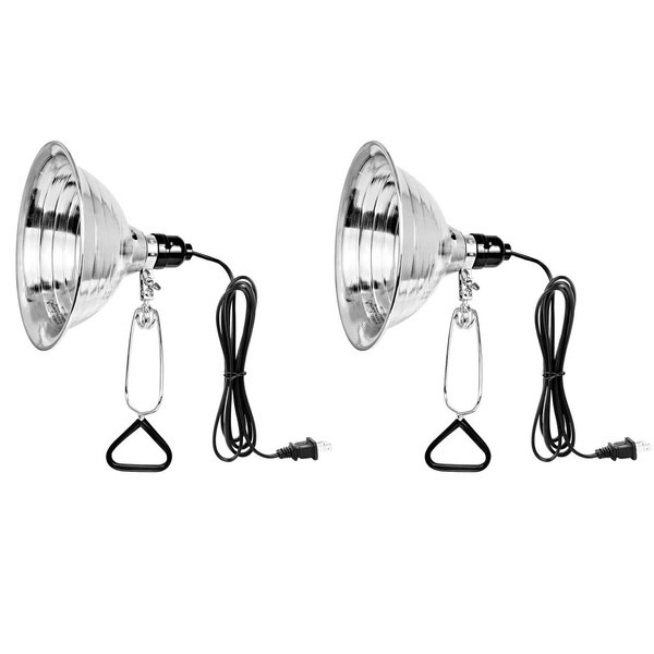 Simple Deluxe Clamp Lamp Light with 8.5 Inch Adjustable Aluminum Reflector and 6 Feet Cord, up to 150W E26 Socket (no Bulb Included), Silver and Black, 2 Pack