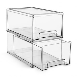 Sorbus Fridge Drawers - Clear Stackable Pull Out Organizer Bins - Food Storage Containers for Kitchen, Refrigerator, Freezer, Vanity Organization and 