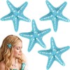 4pcs Mermaid Hair Accessories Starfish Hair Clips, Blue, Starfish