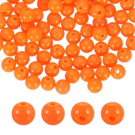 sourcing map 100pcs Orange Acrylic Round Beads 8mm Loose Bead