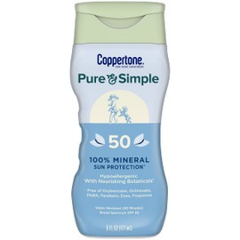 Coppertone Coppertone Pure and Simple Sunscreen Lotion, SPF 50 Broad Spectrum Sunscreen with Zinc Oxide, 6 Oz