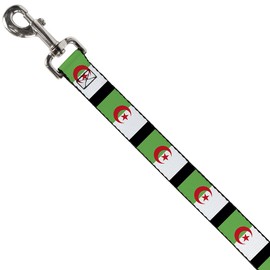 Buckle-Down Pet Leash - Algeria Flags - 4 Feet Long - 1.5" Wide