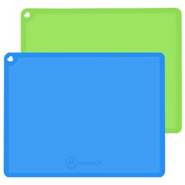 Silicone Kids Placemat, Non Slip Toddler Placemats for Dining Table, Reusable Children’s Dining Food Mat, 2Pack,Blue&Green