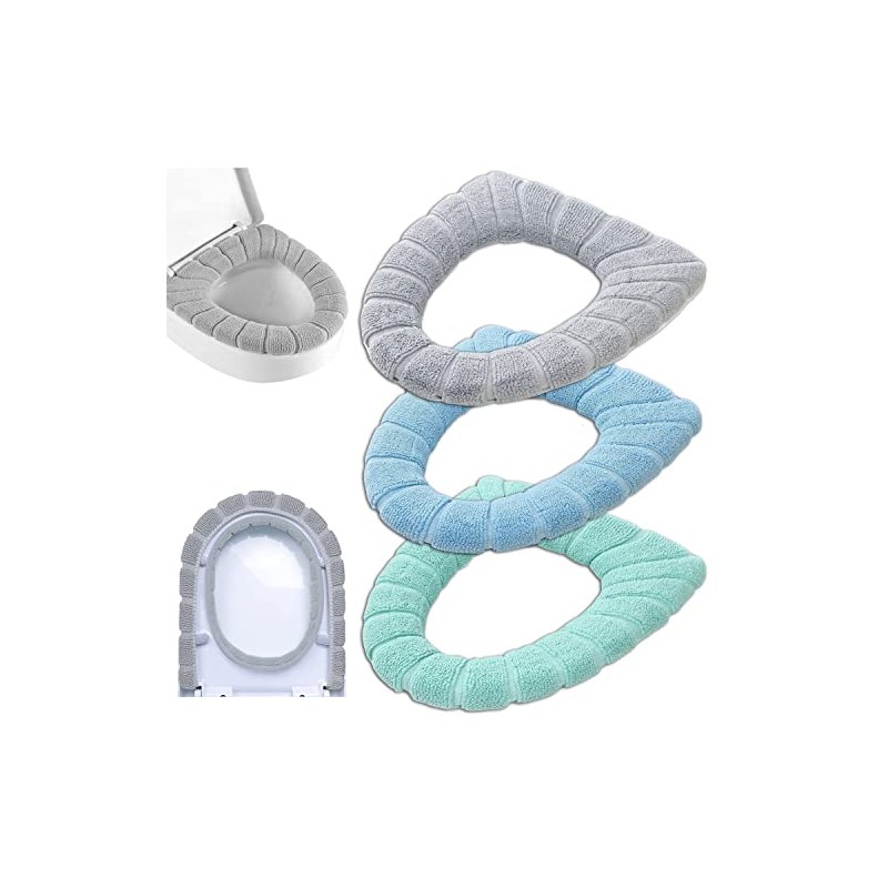 Bathroom Soft Thicker Warmer Stretchable Washable Cloth Toilet Seat Cover