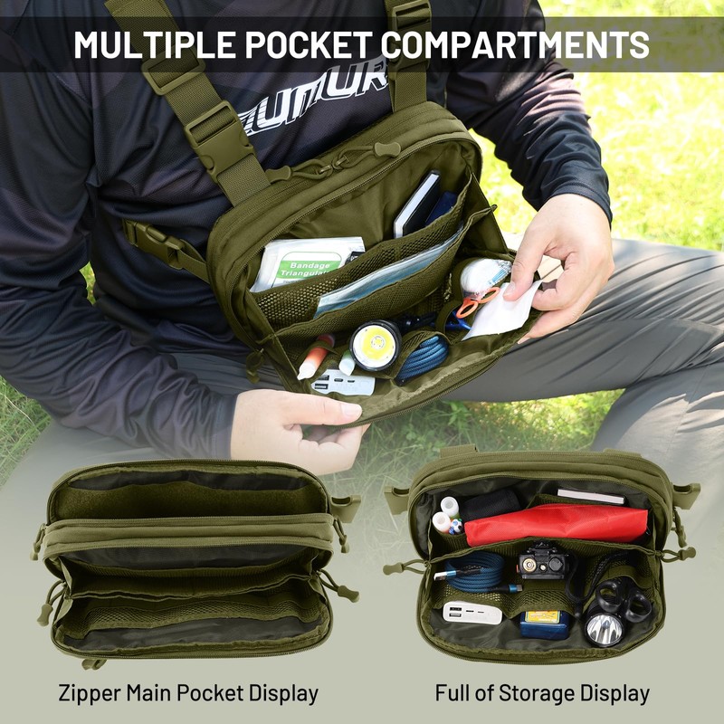 AUMENTAR Tactical EDC Chest Bag Utility Molle Chest Rig Pouch