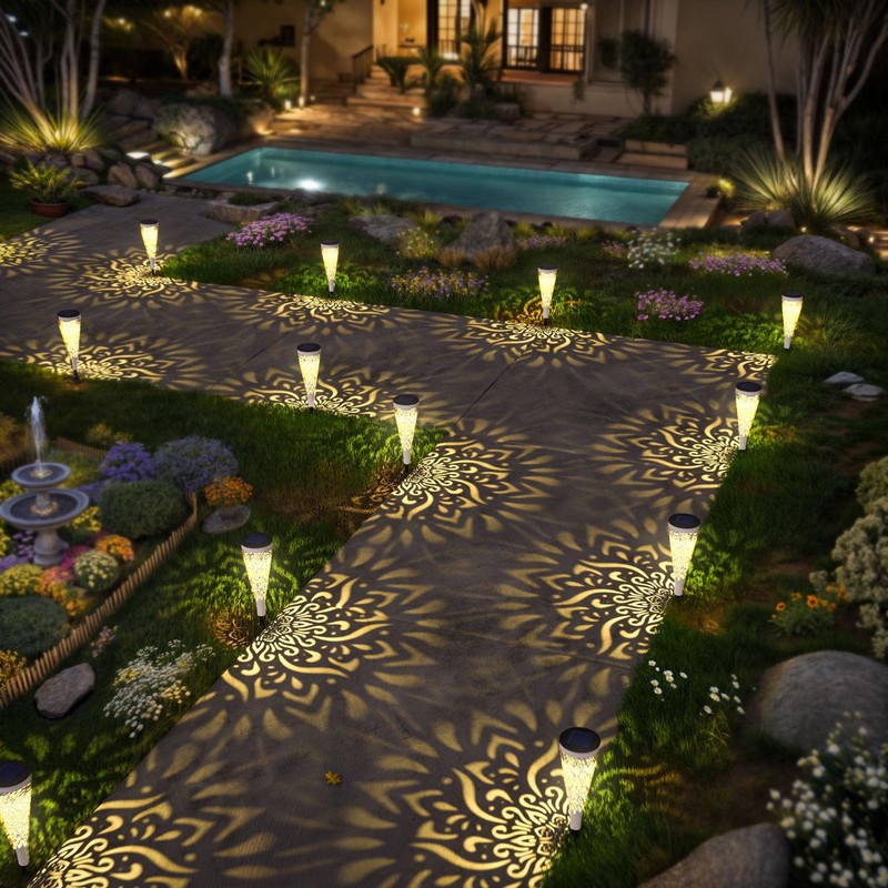 gardencave 6 Pack Solar Lights Outdoor Garden Decorative Mandala Solar