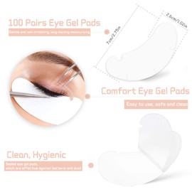 Under Eye Pads, U Shape Lint Free Eyelash Patches,100 Pack Eyelash Extension Patches,Lash Extension Supplies (Pink)