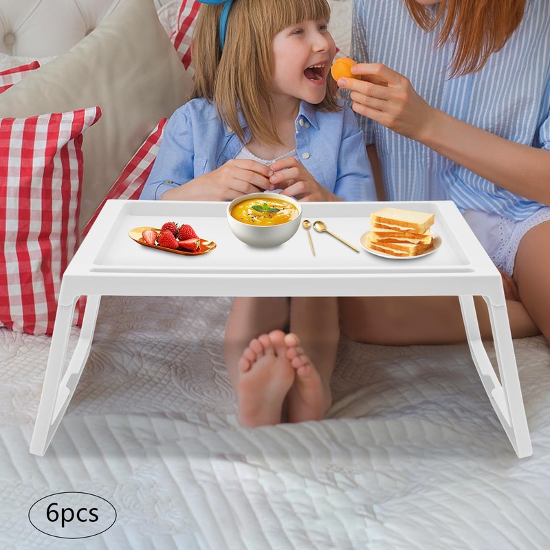 6Pcs Lap Desk Tray,Tray Folding Table,Foldable Laptop Desk,Plastic Breakfast Laptop