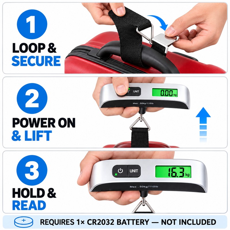 2-Pack Portable Digital Luggage Scales with LCD Display, 110 lb/50