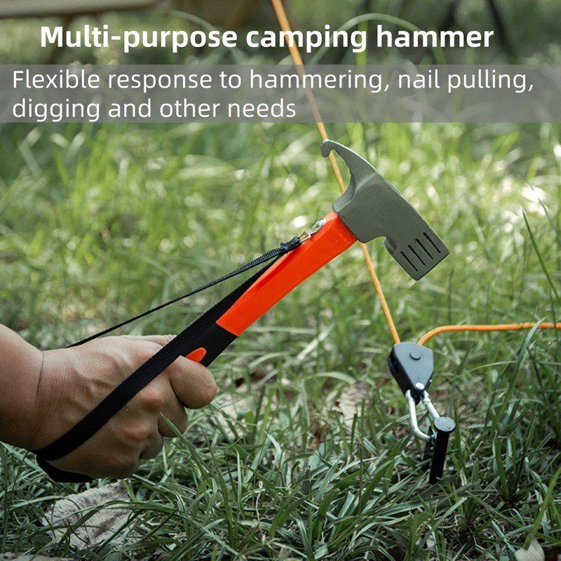 Camping Hammer Camping Mallet Tent Peg Puller, 12" high Carbon