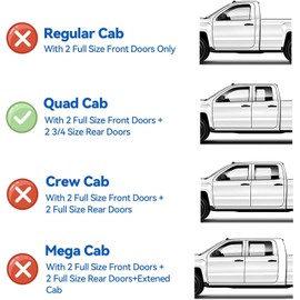 CMVT Auto Window Visors for 2009-2018 Dodge Ram 1500 Quad Cab/Extended Cab, Rain Guards Vent Shield Shade Deflector Dark Smoke 2010 2011 2012 2013 2014 2015 2016 2017, Tape-On, 4PCS