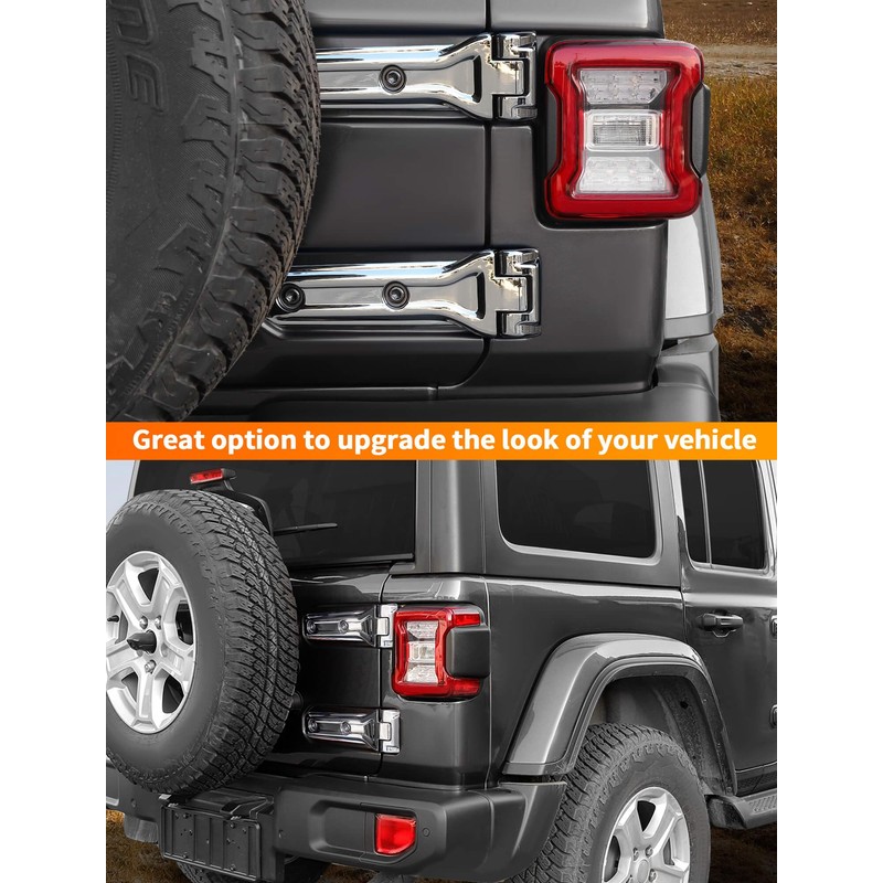 Savadicar 2-Piece Chrome Tailgate Hinge Trim Cover for Jeep Wrangler