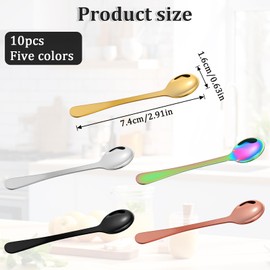 10 Pcs Small Spoons Mini Tiny Spoon Stainless Steel Spoons For Spices Jars Demitasse Espresso Cute Little Bistro Small For Spices, Salt, Sugar, Pepper, Honey, Asanta Fun Little
