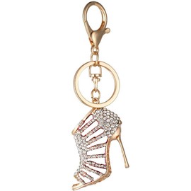 Bestdays Crystal Rhinestone High Heel Shoe Decoration Chain for Car Bag Key Ring keychain Charm Gift for Women (White)