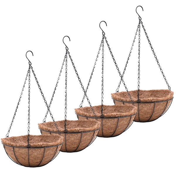 EIMQUVW Outdoor Metal Hanging Planters Basket (4pack, 16 inch) Hanging