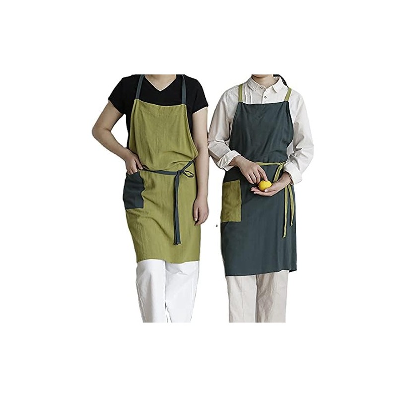 UHEIM Premium Ultra lightweight(0.4 lbs) Pure Linen Bib Apron Adjust