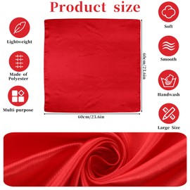 Tweruna 23.6 in Red Neck Scarf, Square Red Satin Scarf for Women, Soft Breathable Silk Scarves for Neck Scarves, Handbag Accessories