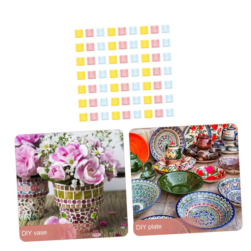 NUOBESTY 300pcs Crystal Glass Tiles for Crafts Home and Garden