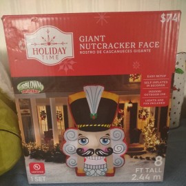 Holiday Time 8 FT  Nutcracker Face Christmas Airblown Inflatable Lights Up Yard