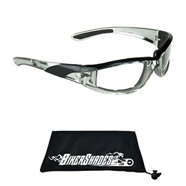 Bikershades Chrome Motorcycle Sunglasses Foam Padded with Anti Glare Smoke lenses for Men and Women (Clear Black)