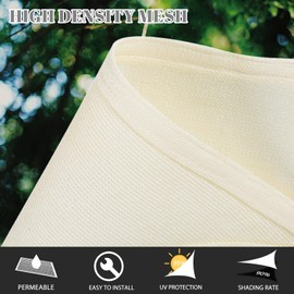 Cool Area Sun Shade Sail 8x8x8FT Triangle Shade Canopy Outdoor Sunshade for Patio Backyard Garden, Cream