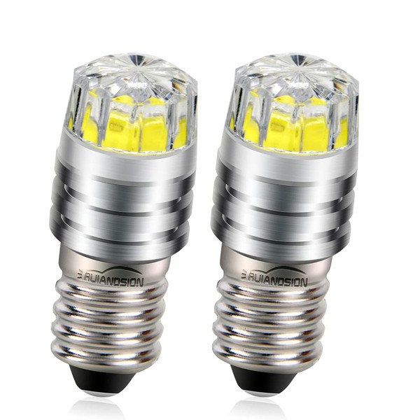 Ruiandsion 2pcs 2W COB 3V E10 LED Upgrade Bulb Replacement