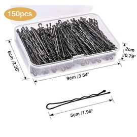 OWill OWill 150 Pieces Bobby Pins, Hair Clips Hair Grips Kirby Grips for Women Hair Styling Pins with Storage Box(Black)