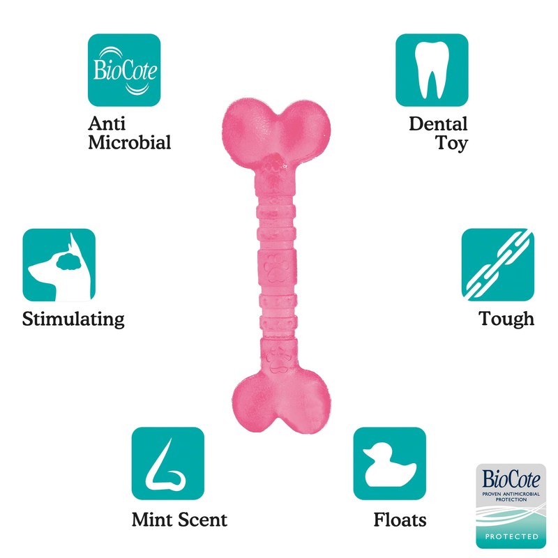 Rosewood Biosafe Puppy Bone Dog Toy, Pink