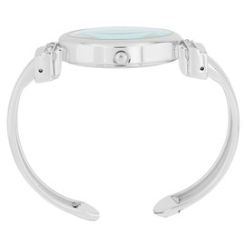Excellanc Damen-Spangenuhr Metallarmband Armreif lesbare Ziffern Länge 16 cm Quarz-Armbanduhr Geschenkidee für Frauen (Silber/Weiß)