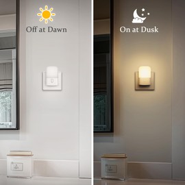 Emeritpro Night Light Socket with Twilight Sensor, Pack of 2 Children's Night Light, 2700 K Warm White, Auto On/Off, Adjustable Brightness, Energy Efficient, for Hallway, Stairs, Bedroom