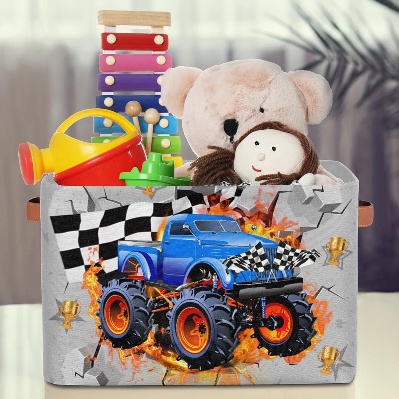 LLCXCSI Boy Room Decor Racing Flag Monster Car Truck Collapsible