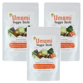 Kinjirushi Umami Veggie Dashi Soup Stock 2.47oz, (7g×10pcs) Vegan, Gluten Free, Savory, Shiitake, Ginger, Japanese, Miso Soup, Powder, Ramen, Ramen Noodles, Keto, Miso