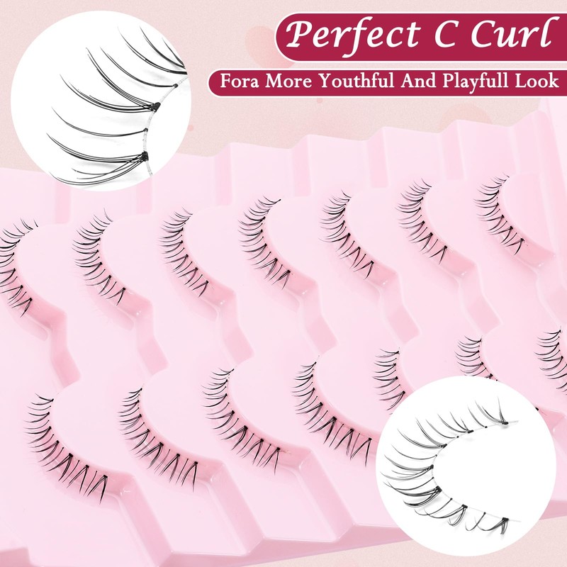 outopen 7 Pairs Bottom Lashes Japanese Manga Style False Eyelashes