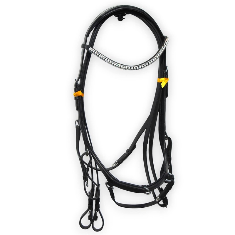 Aces Equine LEATHER ANATOMICAL HORSE BRIDLE DESIGNER PEARL BROWBAND WITH