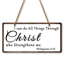 Christian Wall Decor Hanging Sign 10x5 Inch Scripture Hanging Plaque Christian Decor for Living Room Bedroom Bible Verse Decor I Can do All Things Through Christ Who Strengthens Me Philippians 4:13